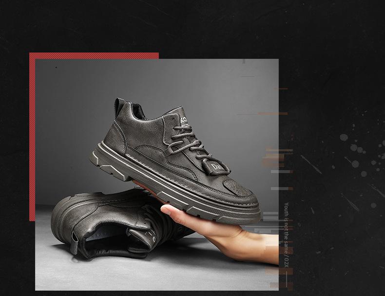 2025 spring new leather Martin boots low-top shoes sports and leisure shoes labor insurance shoes lace-up small leather shoes men's shoes