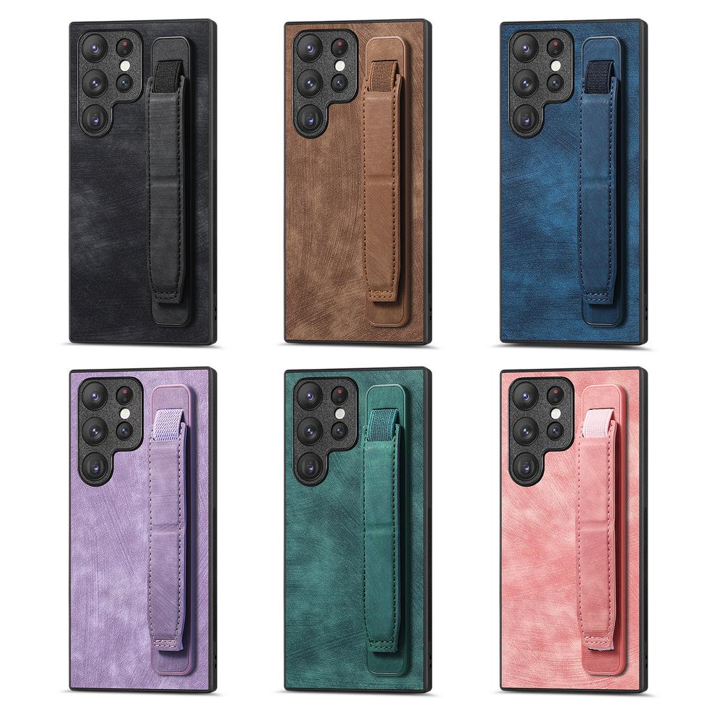Wristband Vintage Leather Case For Samsung Galaxy S23 Ultra S22 Plus S24 S23FE A54 A14 A24 A34 A15 A25 A05 A55 A04 Skin Cover