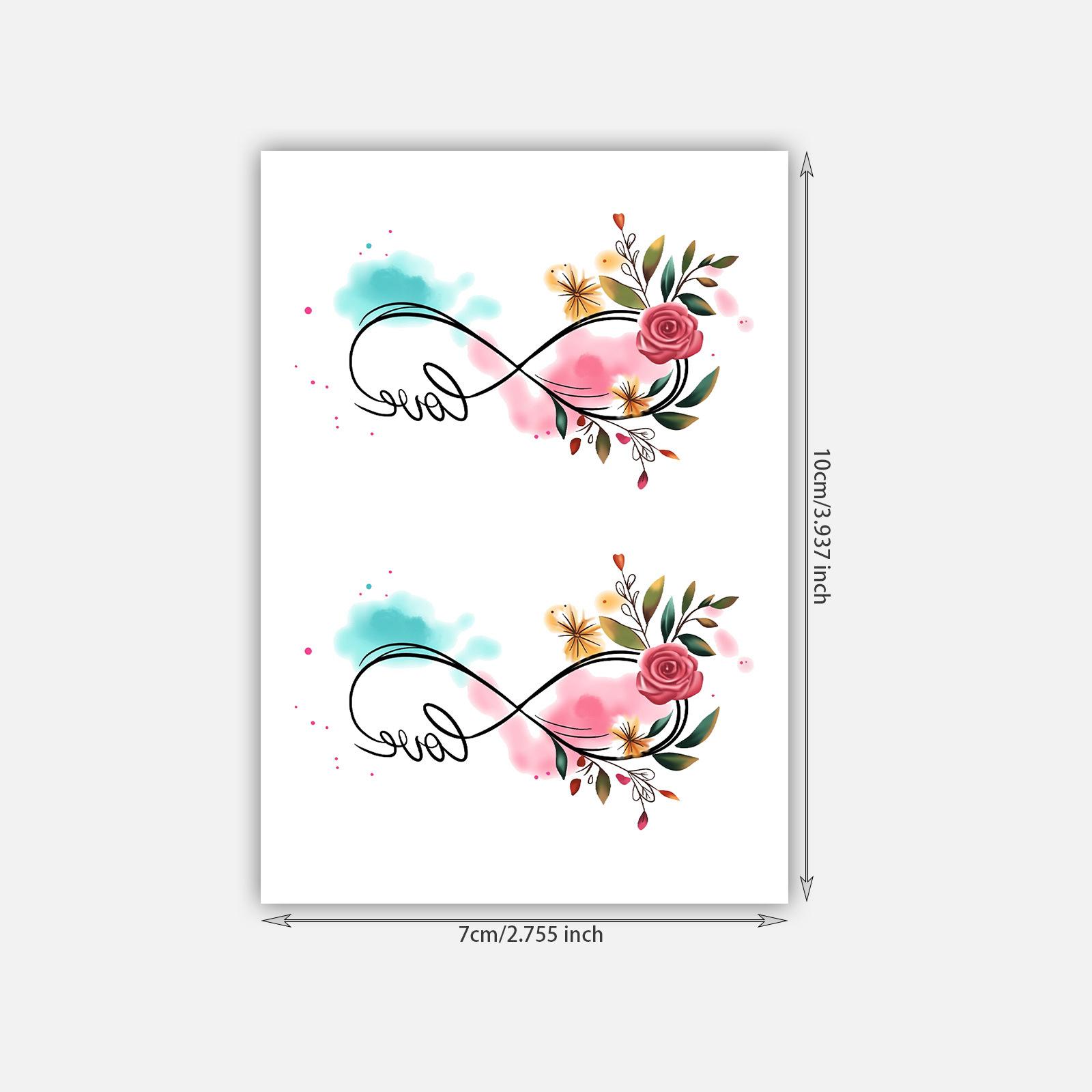 

Color Flower Infinite Symbol Love Tattoo Sticker, Waterproof Female Lasting Simulation Collarbone Sticker 7*9CM