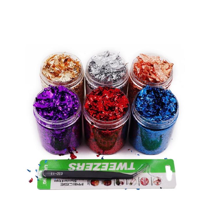 

6 Color Foil Nail Stickers Strips Cellophane Women Girl Holographic Shattered L