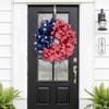 Handcrafted Memorial Day Wreath Front Door Wall Home Decor Rose Americana Wreath Patriotic Wreath Indoors Outdoors Festival Garland Decoration