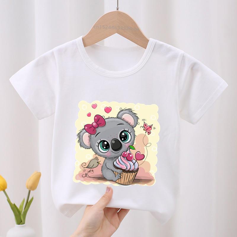 Kids Koala On The Tree Graphic Cartoon Boys T Shirts Funny Animal Girls Clothes Summer Short Sleeve Children‘s Clothing