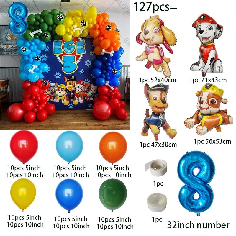 127 Stück Cartoon Paw Patrol Thema Luftballons Zahlenballon Kinder Geburtstagsfeier Dekoration Baby Geschenk Feier Chase Skye Ballons