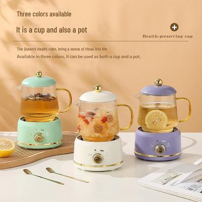 Multifunctional Mini Electric Health Stew Cup: Glass Heating Pot for Office & Flower Tea Gift Set