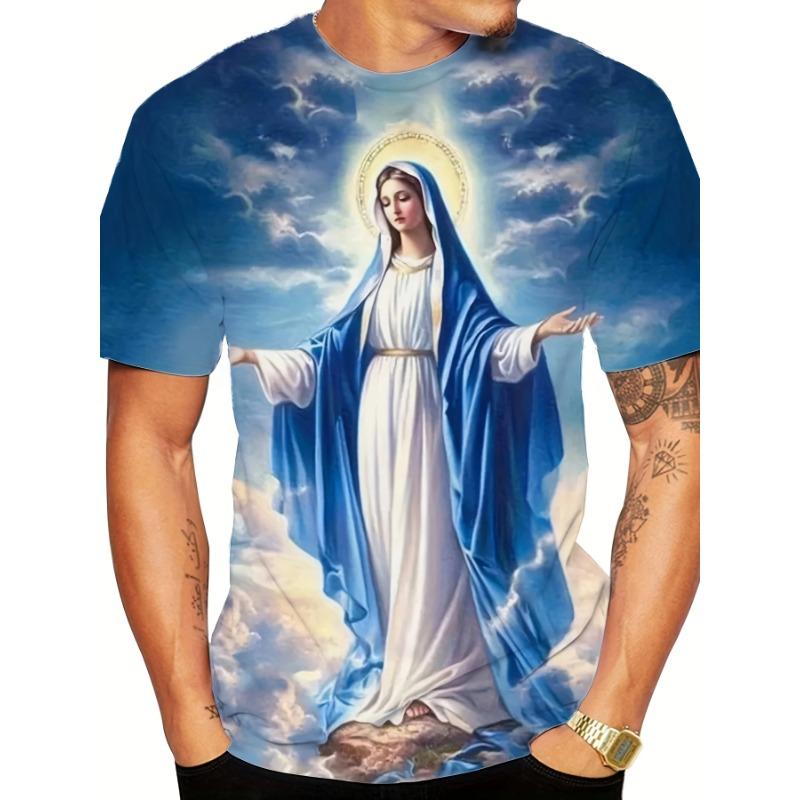Religious Belief Virgin Mary 3D Printed Our Lady of Guadalupe Pattern T-shirts Casual Fashion Cool Short Sleeve Tops
