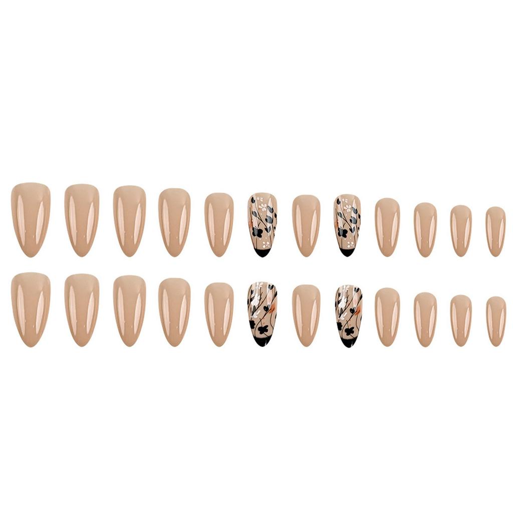 Almond Press On Nail Glossy Fake Nail Stick On Nail In 12 Sizes 24Pcs French Nails Tips for DIY Nails Art Decorations