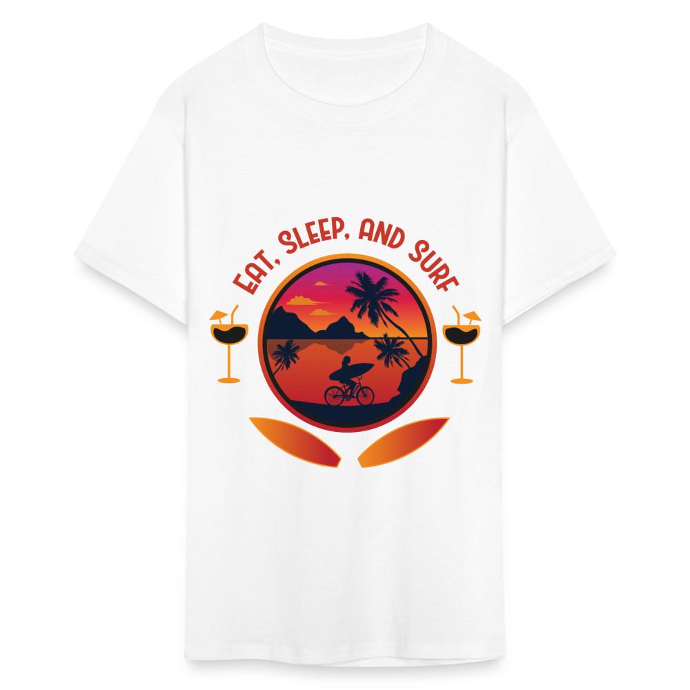 

Eat Sleep and Surf shirt Surfboard Surfing Ocean Sunset T-Shirt Size S-6XL 4XL