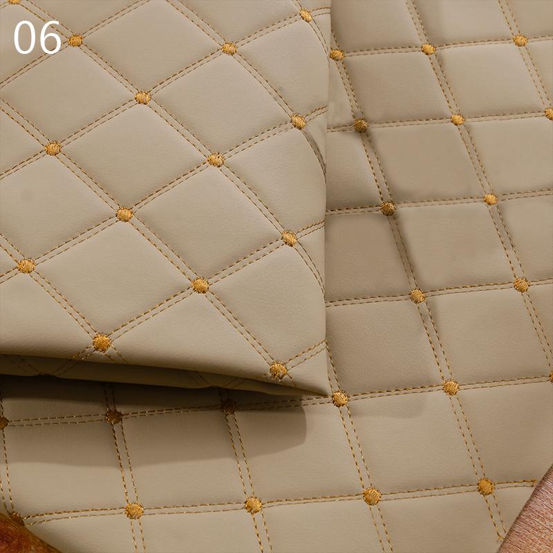 Vyšívaná kostkovaná kosočtvercová PU koženka Zesílená houba Prošívaná umělá kůže Pro DIY Potah autosedačky Čalounění střechy auta