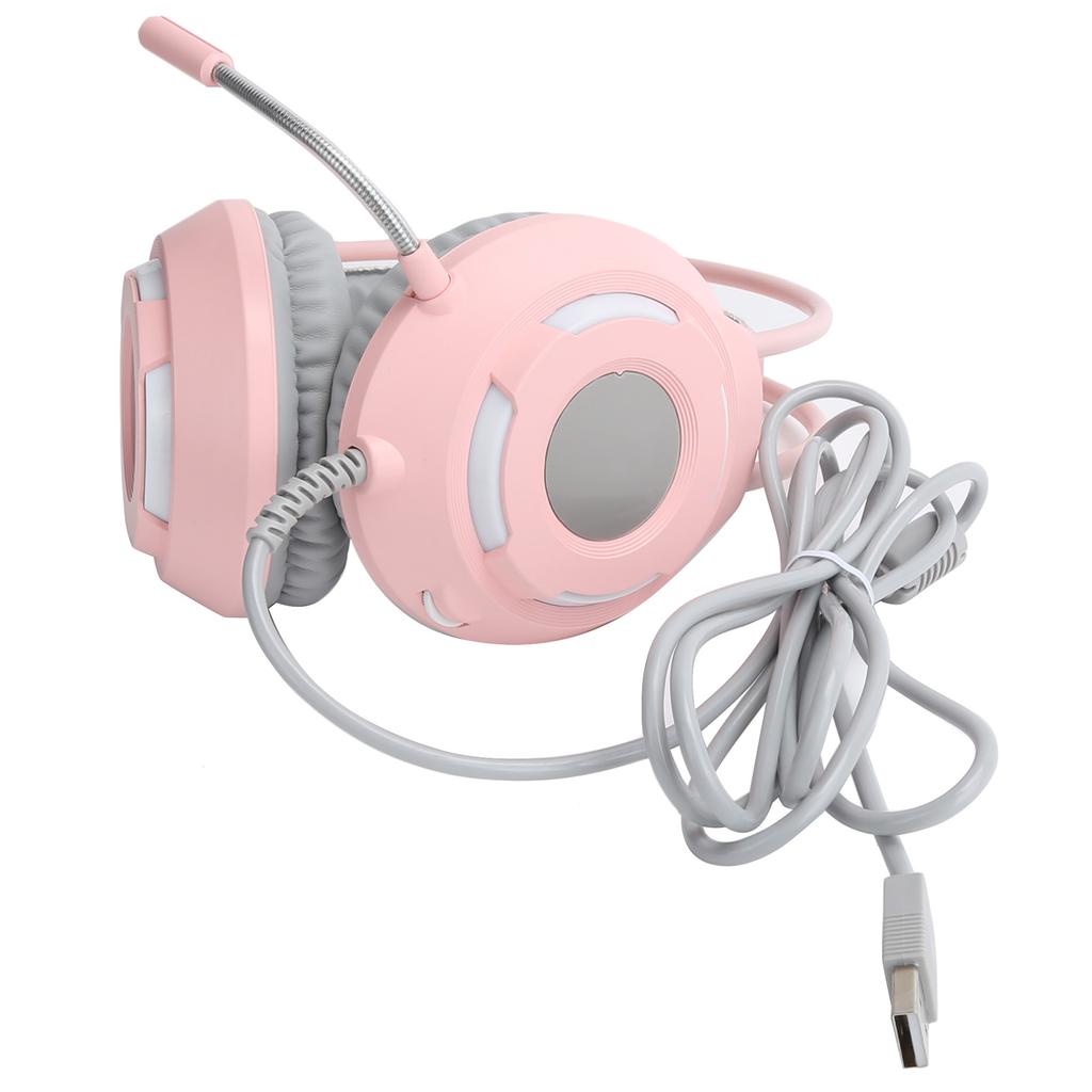 AJAZZ Over-Ear Hörlurar 7.1 Stereoljud Brusreducering Trådbundet Headset med USB-gränssnitt(Rosa )
