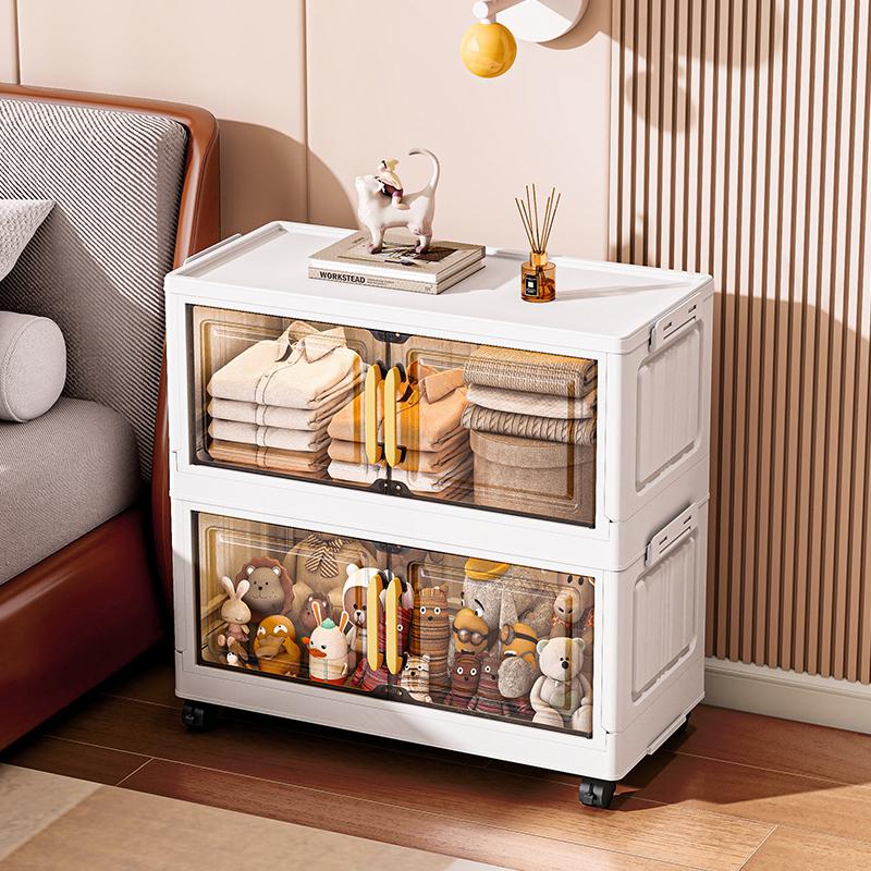 Double-door Living Room Storage Cabinet Folding Floor-standing Storage Box No Installation Required Simple Storage Cabinet