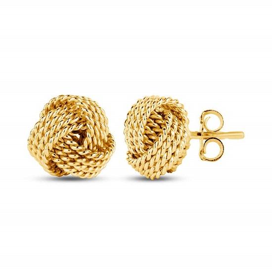 LeCalla 925 Sterling-silver Gold Plated Knot Stud Earrings for Women & Girls