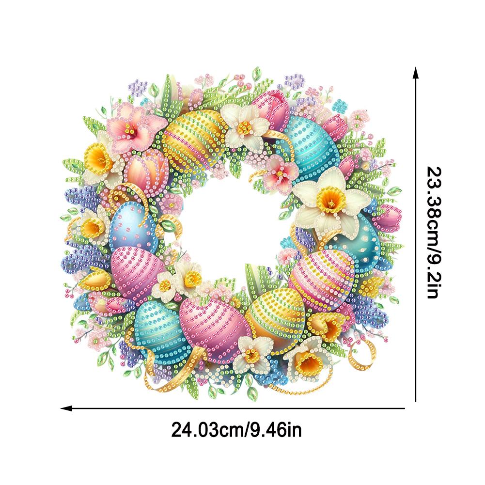2025Acrylic Special Shape Easter Egg Wreath 5D DIY Diamond Painting Dots Pendant Rhinestone Diamond Art Pendants for Wall Window