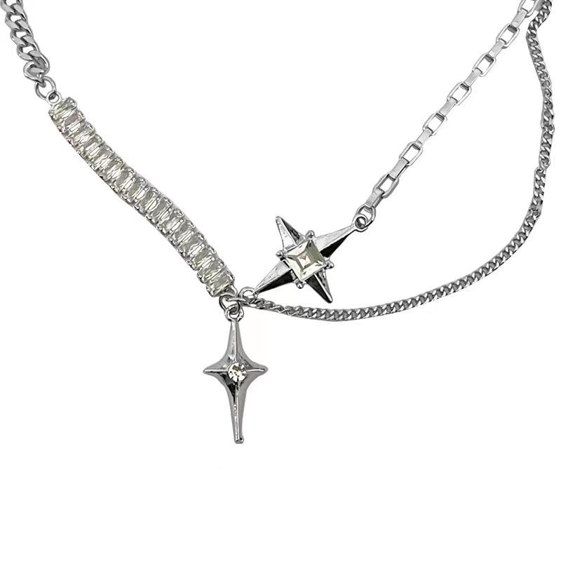 

Korean version of Starlight crystal pendant necklace versatile niche simple ins wind collarbone chain advanced sense item decoration