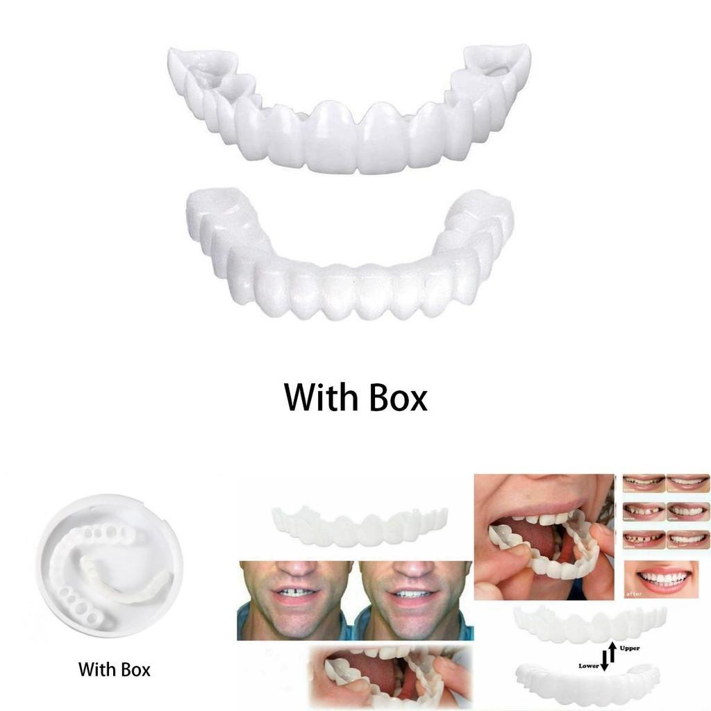 Fake Snap On Teeth Upper Lower Dental Veneers Denture Tooth Cover Set Simulation