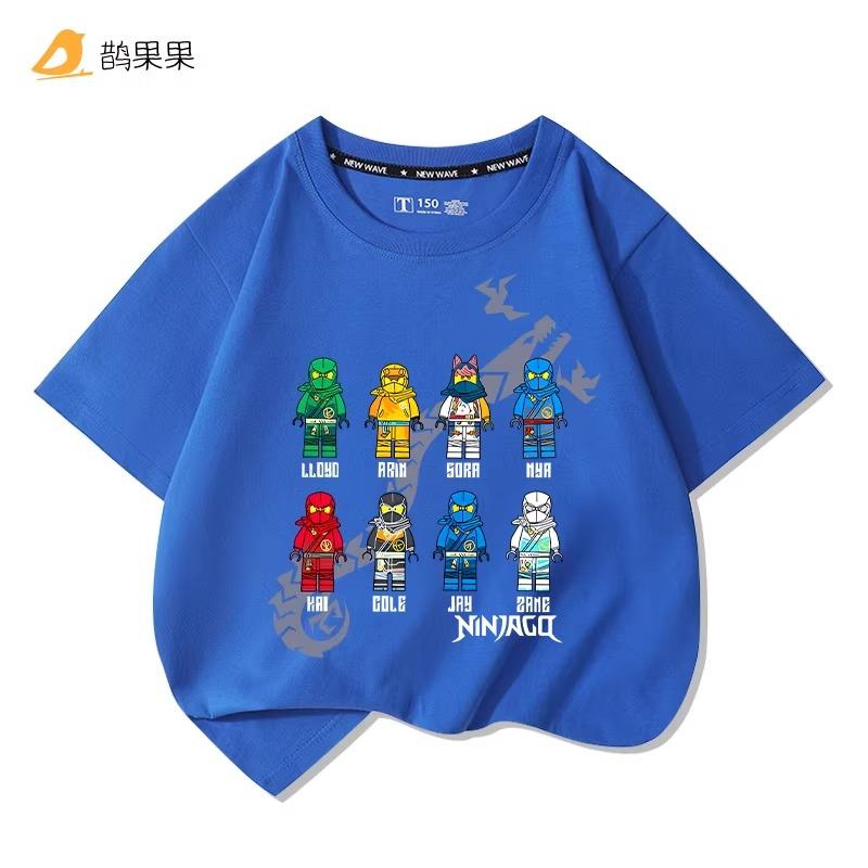 Phantom Ninja Limited Edition Printed T-Shirt for Big Boys and Girls - Children's Summer Cotton Short-Sleeved Shirt