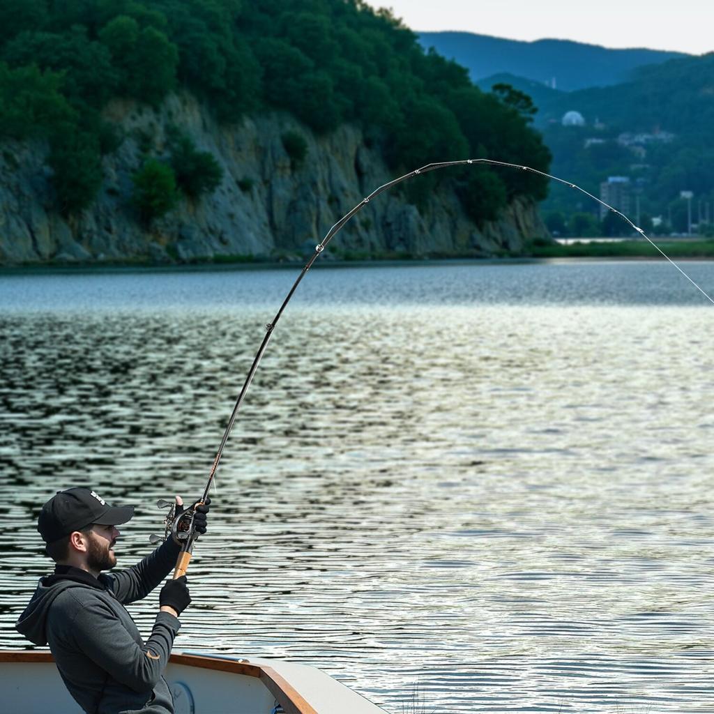 Ensemble Cannes et Moulinets de Pêche, Ensemble Cannes et Moulinets Baitcasting en Fibre de Carbone IM7, Canne à Pêche au Bar avec Système 7+1 BB, 7.0:Rapport de démultiplication 1, Poignée en liège,