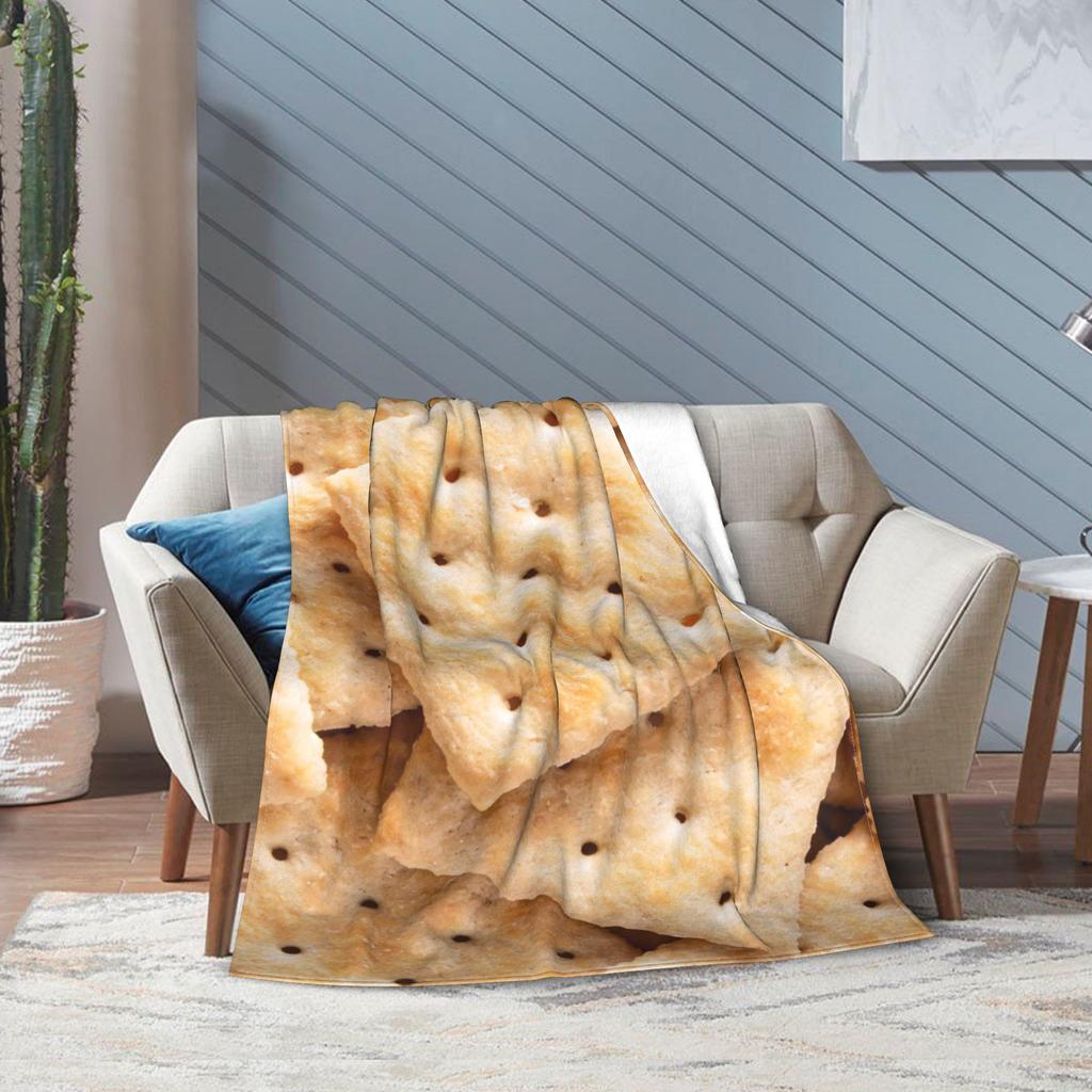 Delicious Food Pattern Soda Crackers Blanket 3D Flannel Funny Warm Throw Blankets for Bedspread Decoration Couch