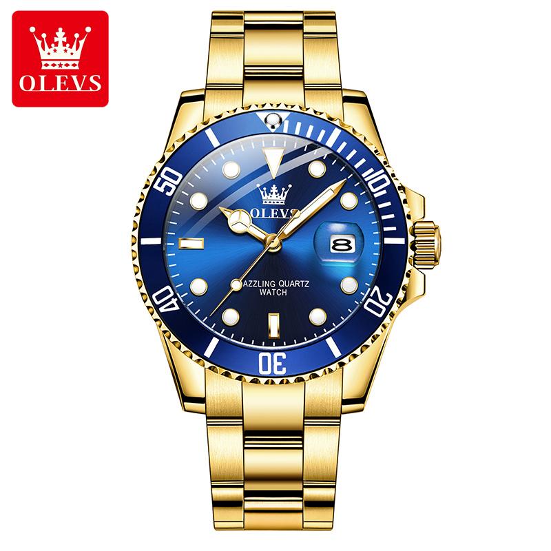 OLEVS 5885 Herrenuhr Luxus Top-Marke Einseitig drehbarer äußerer Ring Design Quarz Uhr für Männer Automatisches Datum Wasserdicht Armbanduhren
