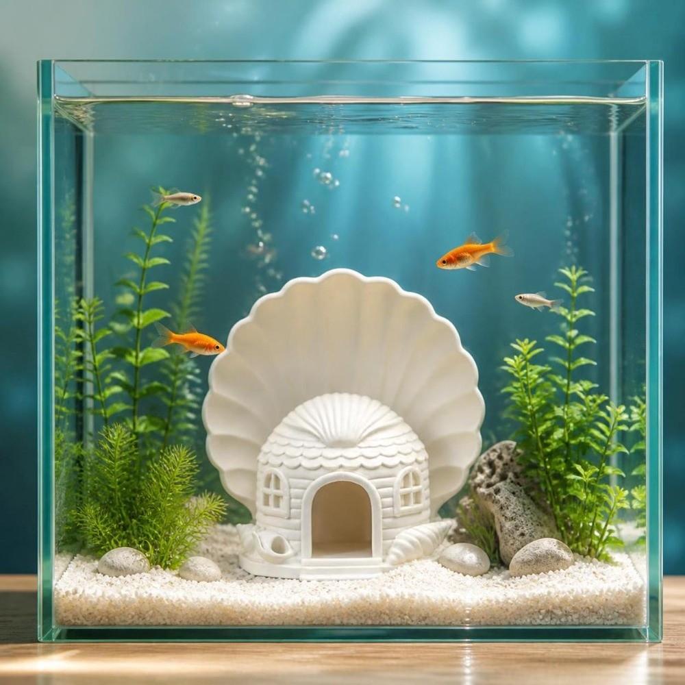 3D Printed Fish Hiding House Seashell Shaped Fish Tank Hideaway Aquarium Landscaping