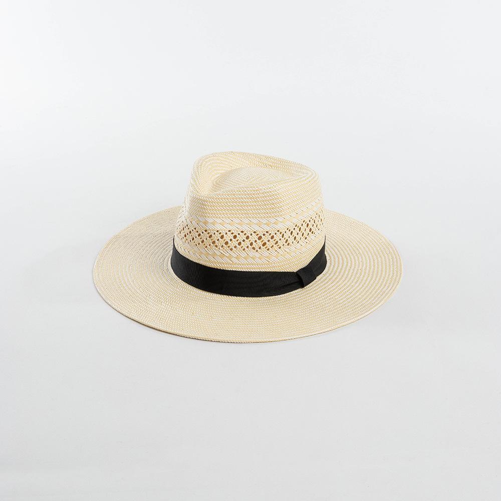 European and American style fashion casual bow high-end paper hand-woven hollow jazz hat outdoor sunscreen sunshade straw hat
