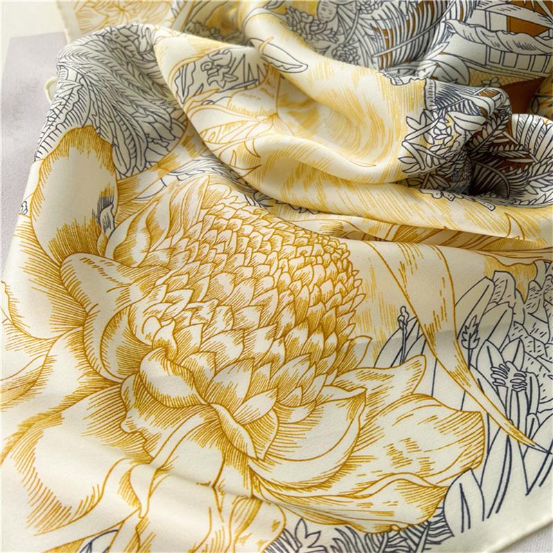 110*110 cm Quadratischer Seidenschal Damenmode Bedruckter kleiner Halsschal Büro Damen Haargürtel Folar Taschentuch Damen Taschentuch Schal Schal