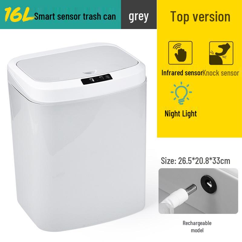 Silent Sensor Trash Can with Lid for Living Room, Bedroom, Bathroom, Kitchen