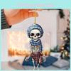 Themed Acrylic Halloween Checkered Scarf Design Skull Pendant For Interior Car