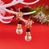 1 Pair of Fashion Christmas New Year Earrings Creative Pearl and Diamond Snowflake Snowman Christmas Earrings Crystal Holiday Ear Hook Zircon Earrings