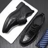 New Men Lace Up Dress Shoes Increase 8cm Cow Leather Breathable Invisible Heightening Shoes Business Casual Soft Men Derby Shoes