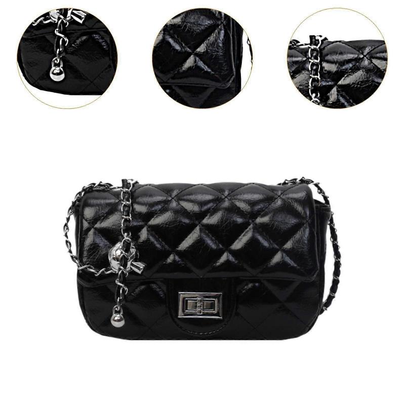 Womens Shoulder Bag Satchel Trendy Chain Bag for Dating Valentine's Day Gift Black