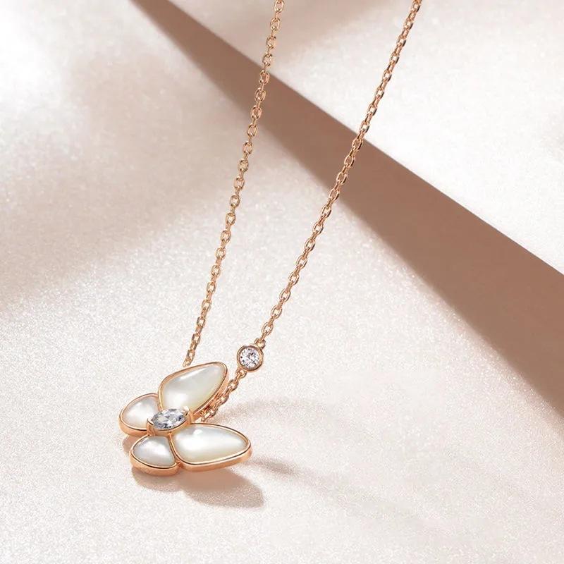 Purple Gold Fritillary Butterfly Necklace Fashion High Sense Colored Gold Rose Gold Necklace