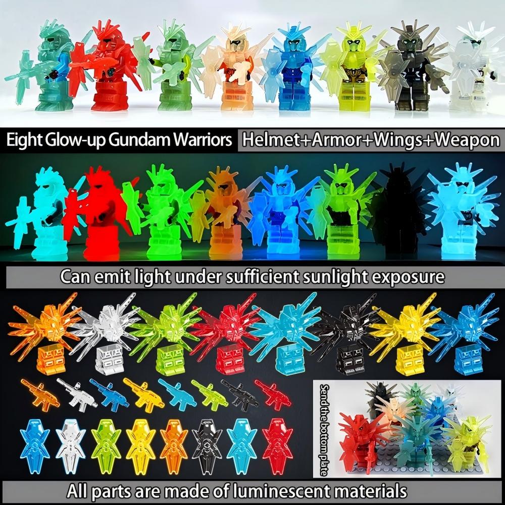 

Glow in The Dark Mecha Robot Building Blocks, Figure Model Kit with Luminescent Arms & Weapons, STEM Construction Toys for Boys With box