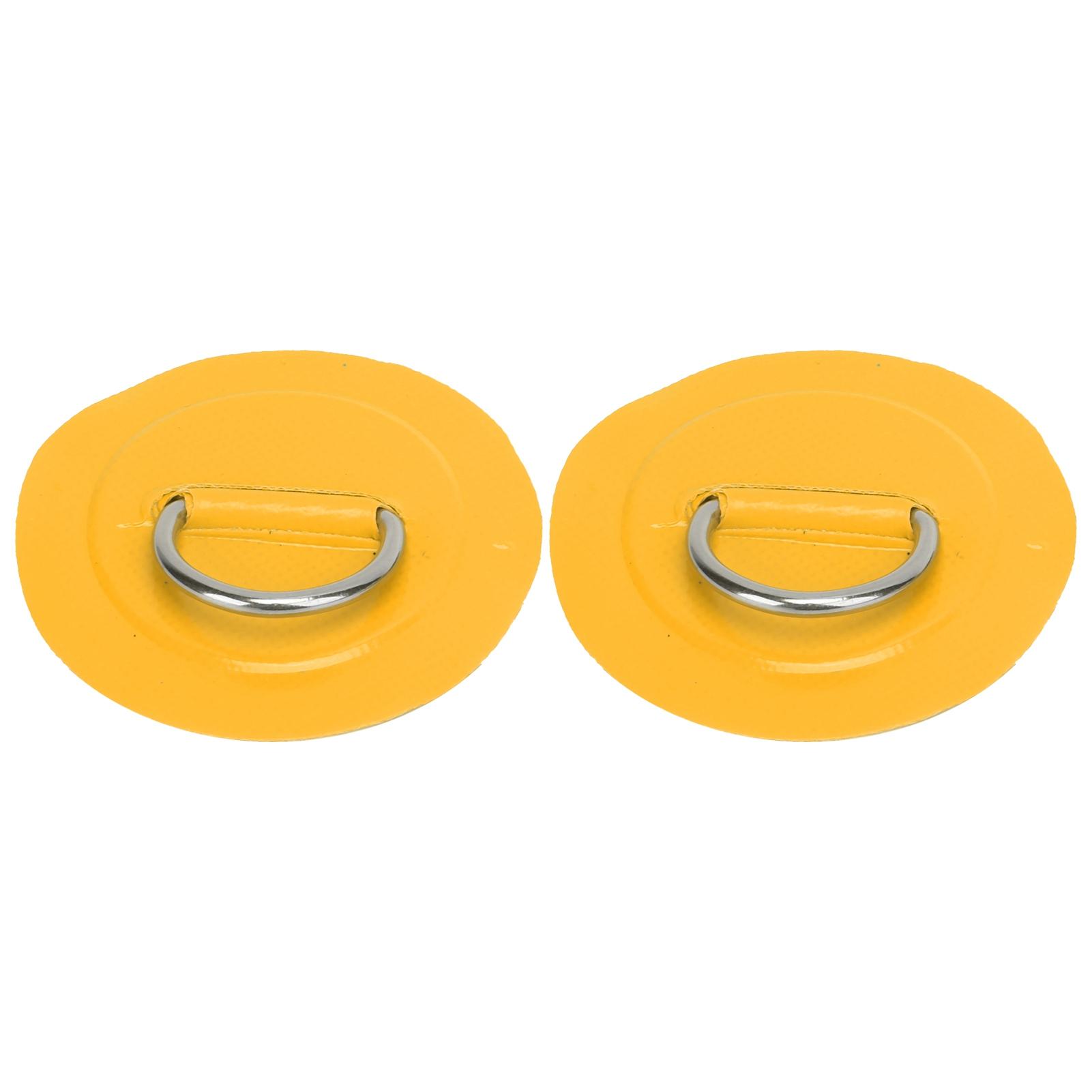 

2 Pcs Inflatable Boat DRing Pad Patch PVC Marine Stainless Steel Fixed Buckle(Yellow )
