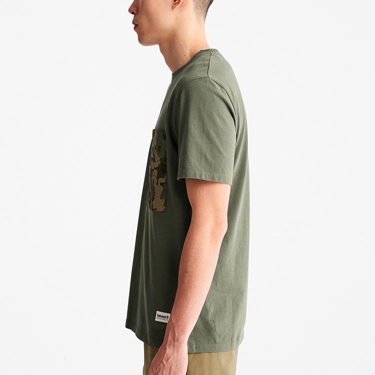 Timberland Camouflage Pocket Slim Fit Short Sleeve T-Shirt Men Tops Military-Green A61M1-A58