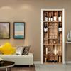 Retro Library Adhesive Door Wallpaper Waterproof Home Decor Living Room Mural Decal Sticker Wooden Cabinet Poster Wine