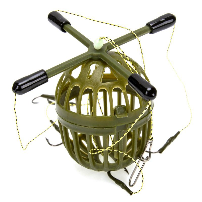 In-Stock Iseama Line Fishing Rig: 4-Fork Grass Carp Cage with Bighead Monster Hook, Flip Board, and Hanging String Hook