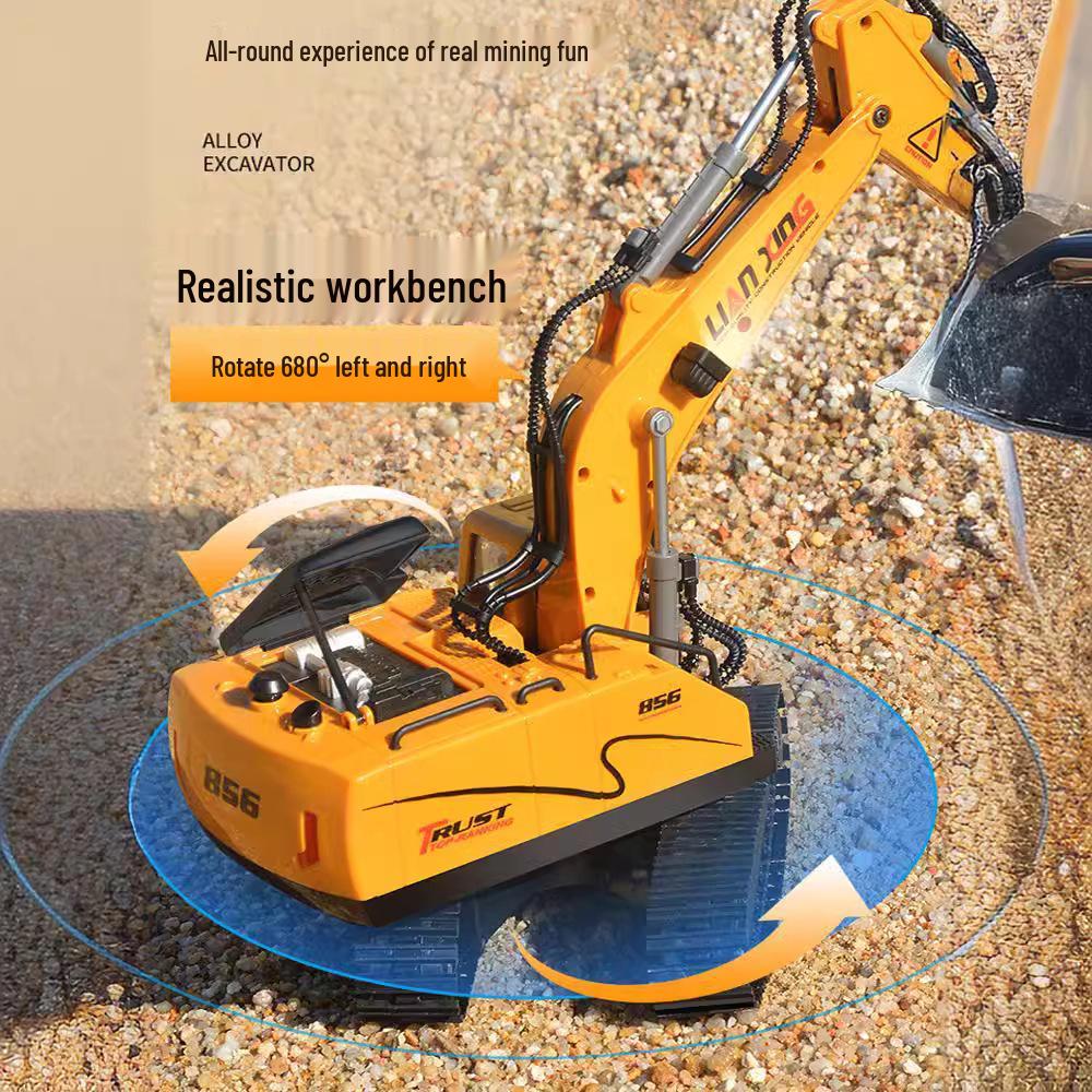Children's Remote Control Excavator Toy - Large Electric Alloy Digger with Spraying Feature