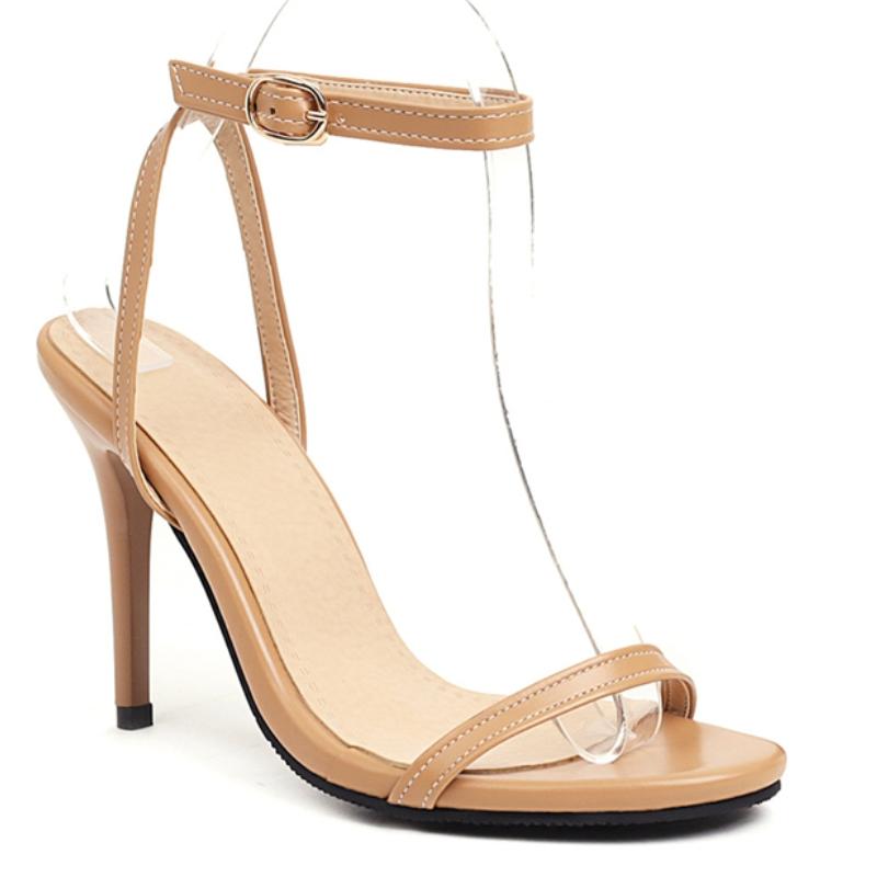 Elegant Women's Sandals Summer Shoes Sexy High Heel Flip Flops Ladies Ankle Strap Black White Red Dance Party Shoes Large Size