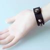 Silver Women Wrap Bangle Metal Black Bracelet Stud Jewelry Leather Punk Rivet Spike Cuff