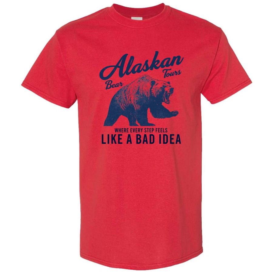 Alaskan Tours Bear T Shirt Where Every Step Feels Like a Bad Idea Vintage Funny S
