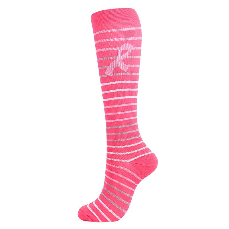 Colorful Ribbon Compression Socks with AIDS Logo for Nurses, Cycling, Running, and Sports