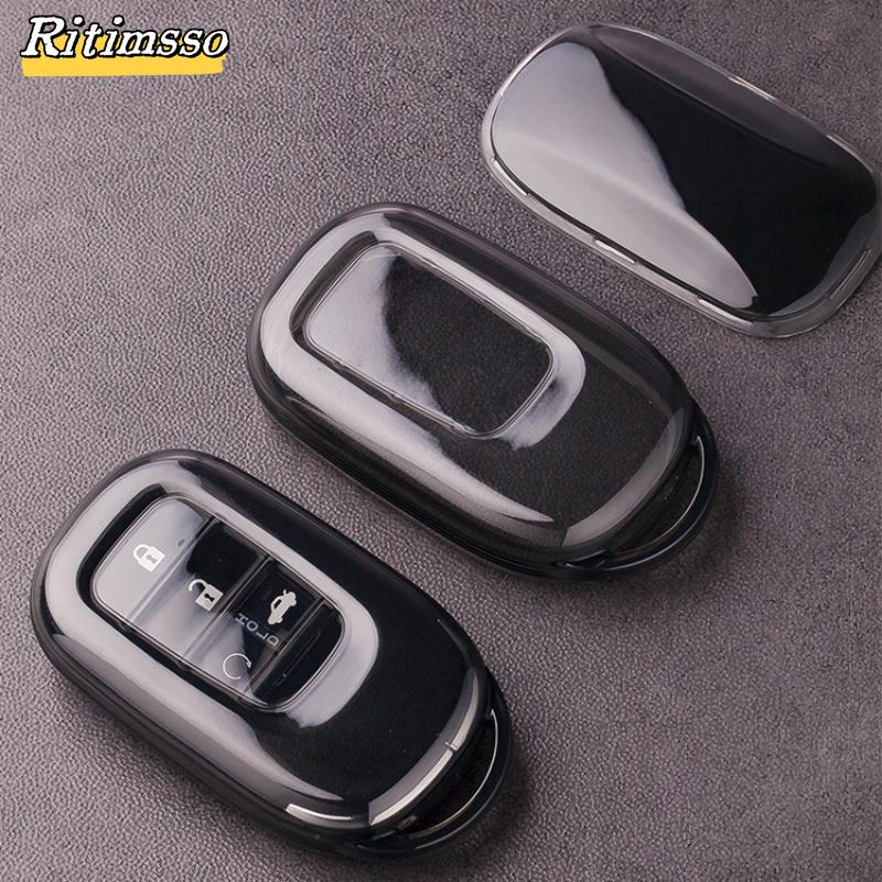 Soft TPU Car Key Case Cover For Honda Civic Accord HR-V CR-V CRV 2022 2023 4 5 Buttons Auto Shell Fob Holder Car Accessories