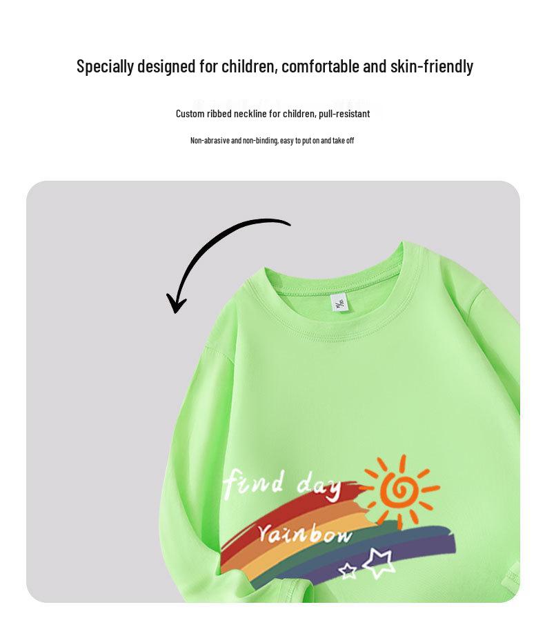 Children's Cotton Autumn Long-Sleeve Round Neck Top - Trendy Loose Fit Korean Style T-Shirt for Boys