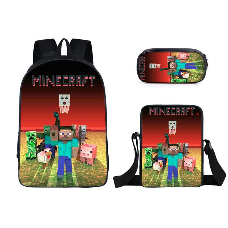 Minecraft Cartoon Game Character Printed Children Large Capacity Backpack