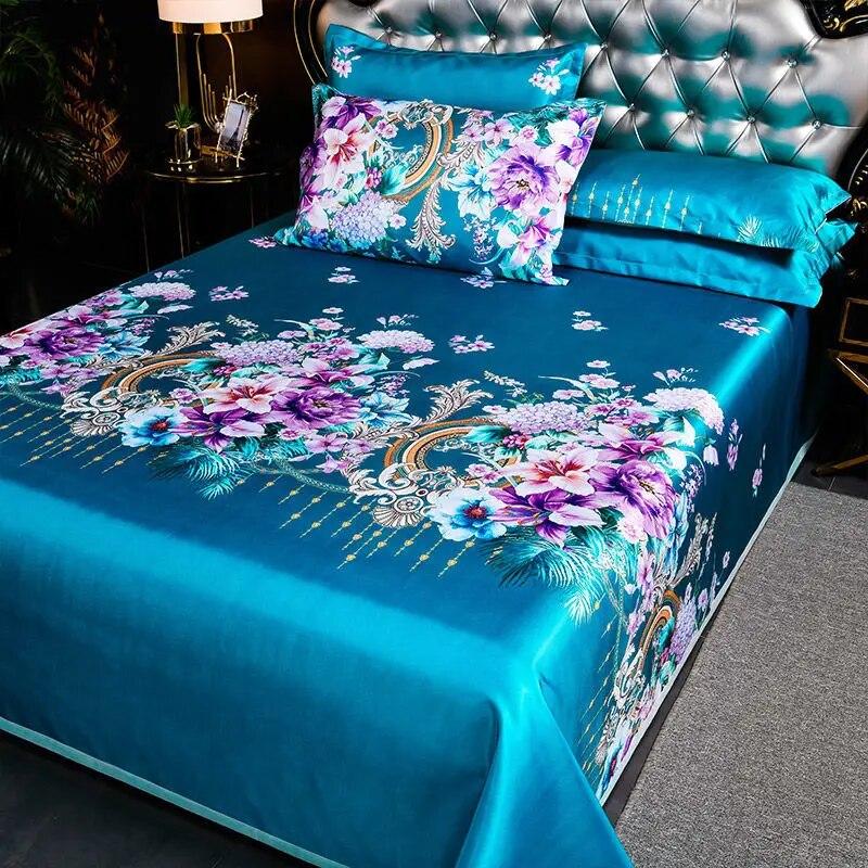 Luxury Smooth Linen Bed Sheet Set Home Bedding Decor Cooling Mat Machine Washable Bed Sheet Queen King Size with Pillowcases
