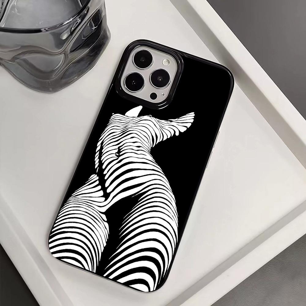 

Fashion Zebra Body Phone Case for iPhone 17 16 15 14 Plus 13 12 11 Pro Max 7 8 X XS XR Bold Graphic TPU Protective Cover Funda iPhone 12 чёрный