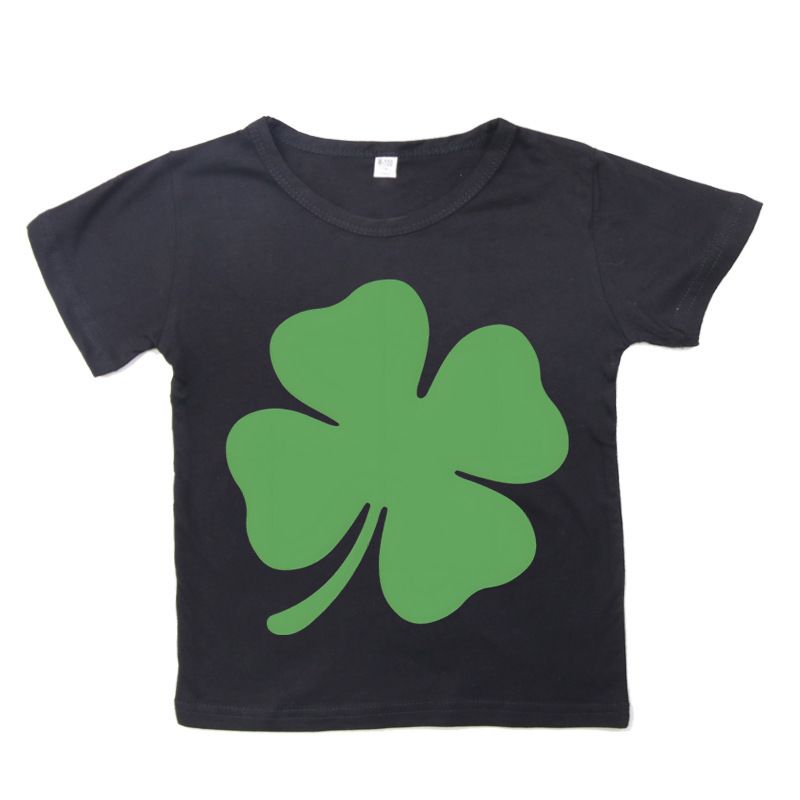

New St.Patrick s Day Four-leaf Clover Print Men s and Women s Casual Round-neck Short-sleeved T-shirts 4XL