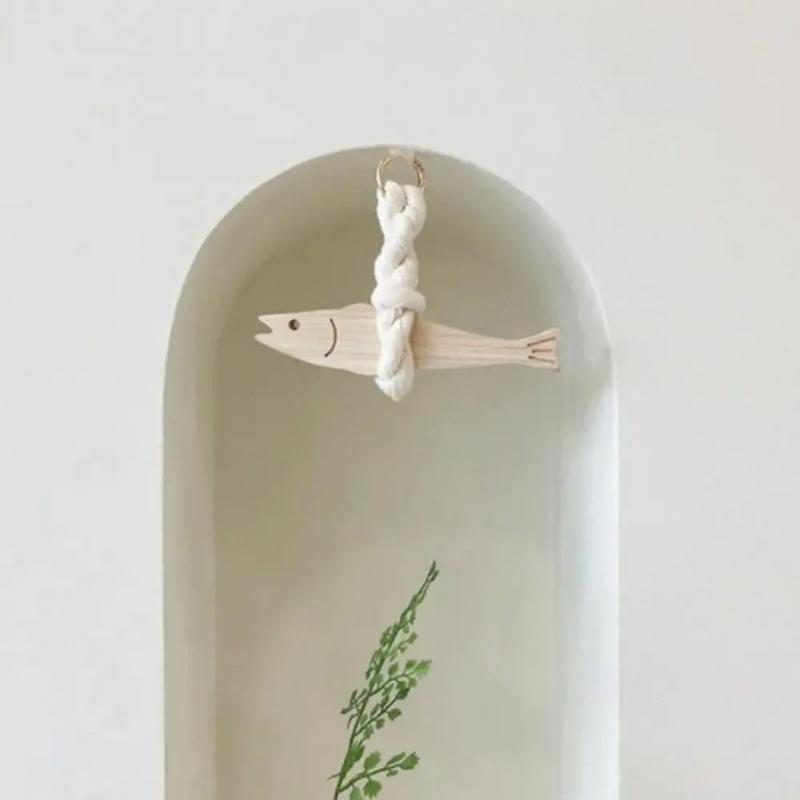 1PC Lightweight Wooden Fish Car Ornament Hangable with Bell Pollack Door Pendant Ultra-thin Fish Wall Art Bedroom