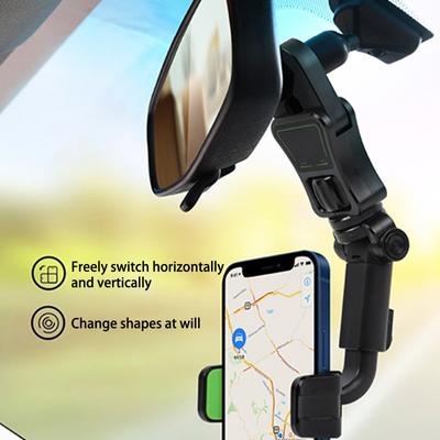 Soporte para teléfono con espejo retrovisor para coche, soporte giratorio de 360° para teléfono, soporte para GPS, soporte universal para teléfono de coche para todos los teléfonos inteligentes