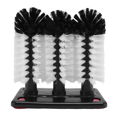 3 Heads Cup Brush Water Bottle Cleaning Brush Glass Cup Washer with Suction Base for Hotel Bar